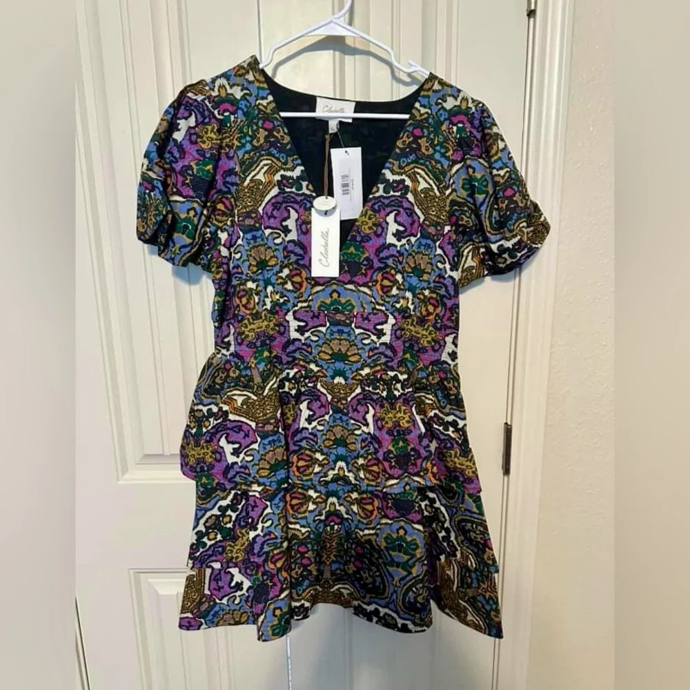 Cleobella Multicolor Paisley Mini Dress — Purple, Teal, Brown